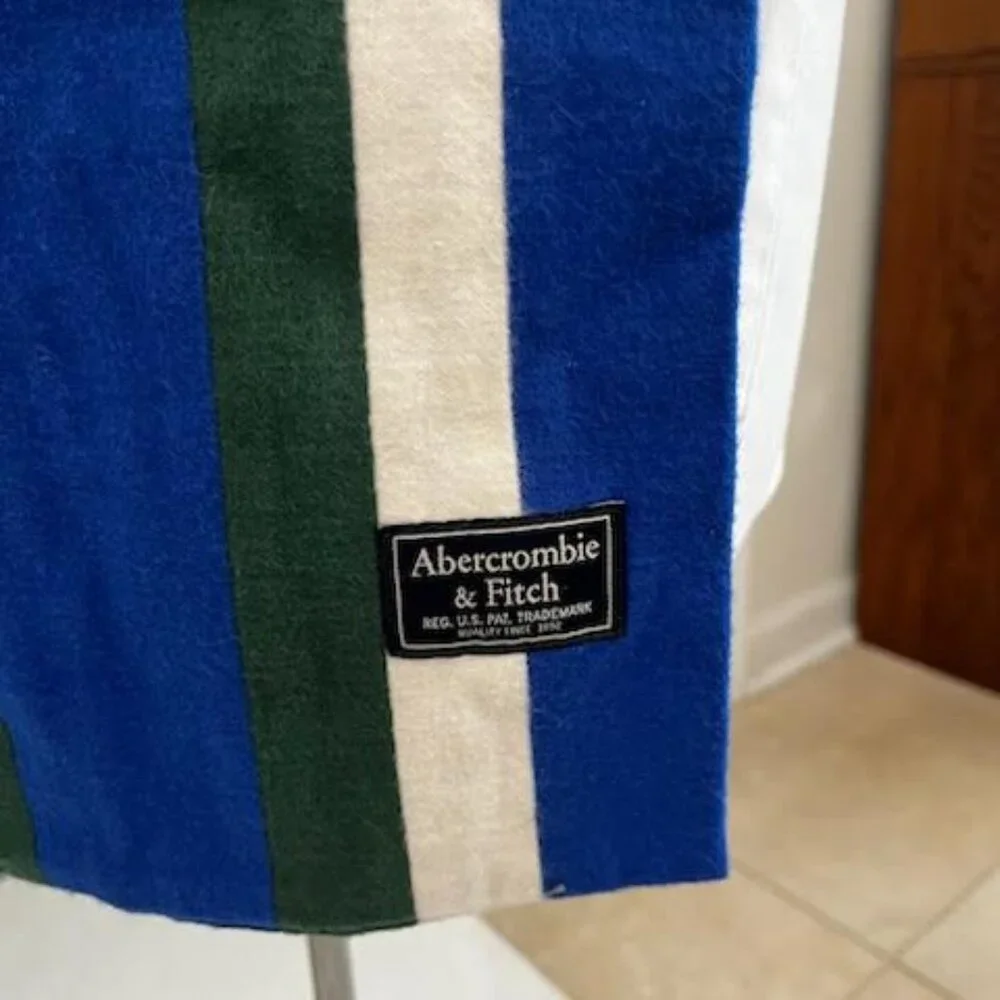 Abercrombie & Fitch Scarf Cotton Striped Blue Green White Preppy